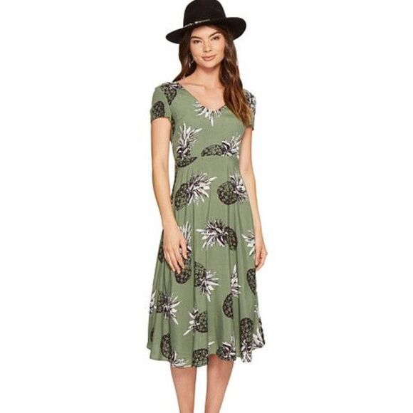 BB Dakota S CottageCore Bow 40s Pineapple Flowy Coquette Summer Dress MilkMaid - Picture 1 of 10